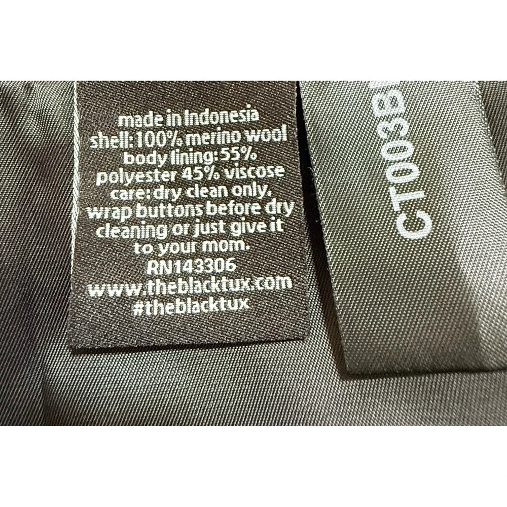 THE BLK TUX x Tollegno Men’s 40S Gray 100% Merino Wool Jacket NWT